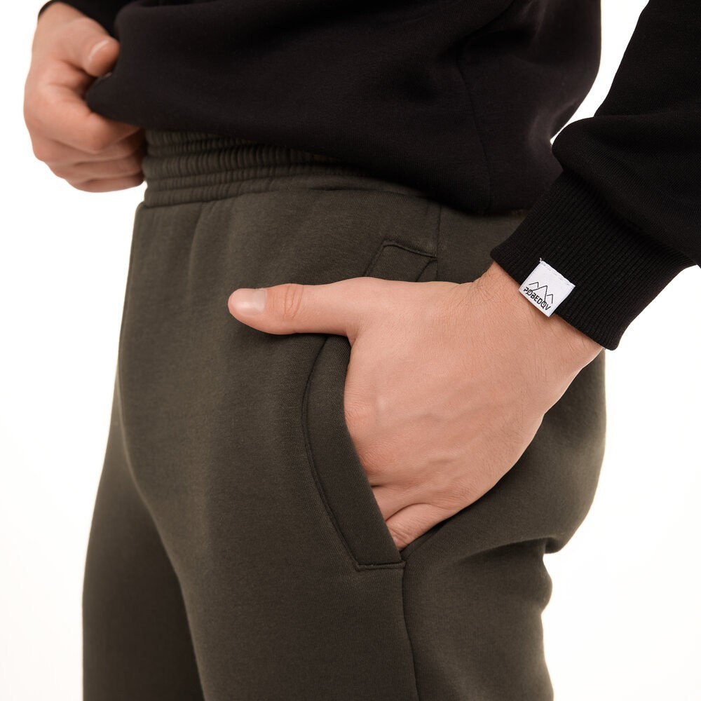 Мужские брюки джогеры с карманами хаки Pobedov 007 ЗИМА