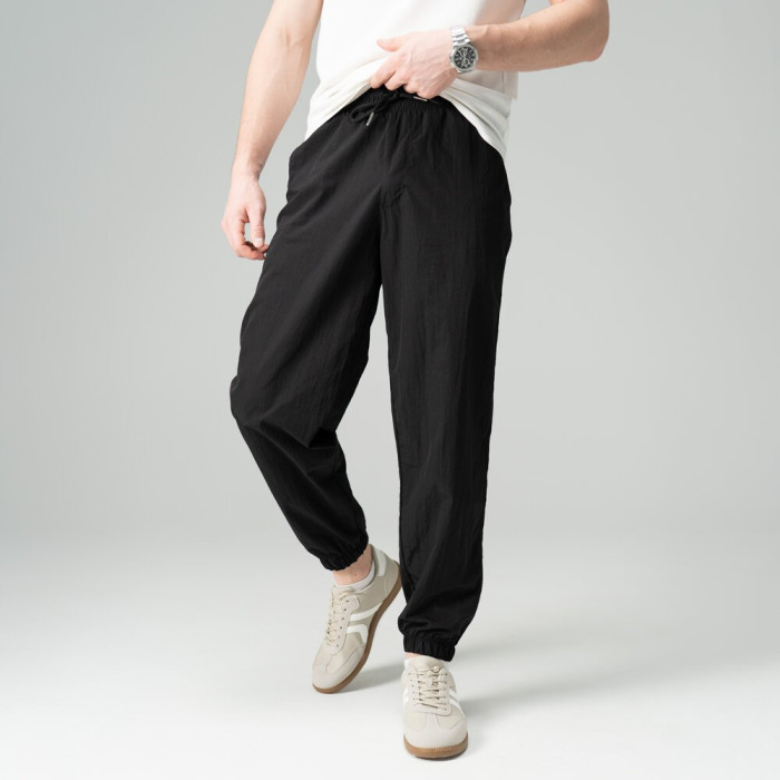 Чоловічі штани джогери з плащівки чорні Pobedov Ground, укр, укр