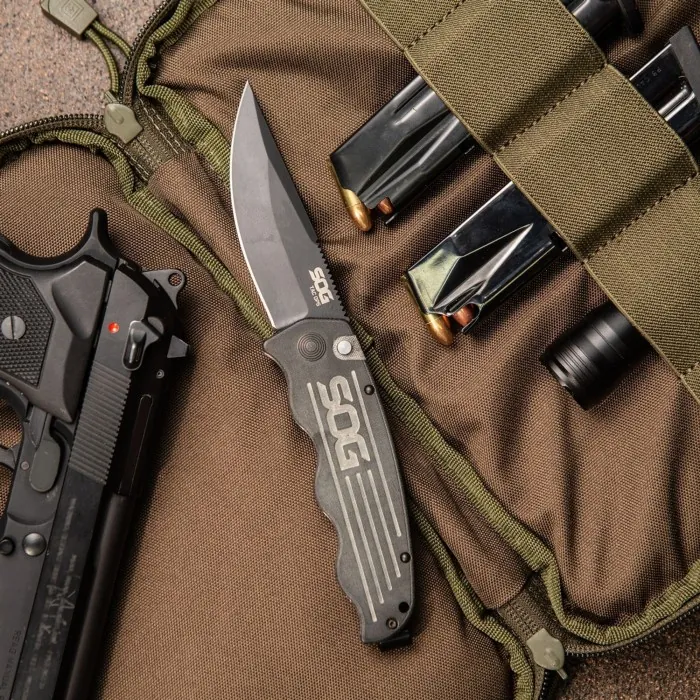 Розкладний ніж SOG Tac Ops, Black Micarta