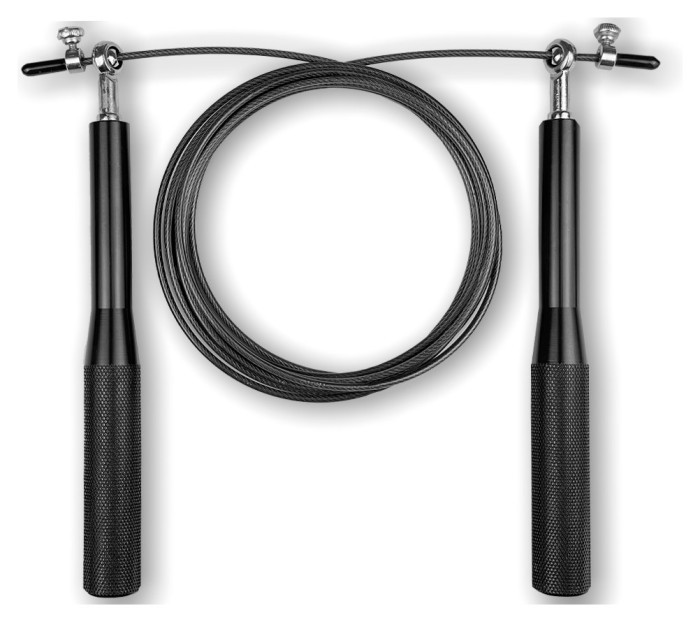 Швидкісна скакалка EasyFit Aluminium зі сталевим тросом та алюмінієвими ручками чорна, укр, укр