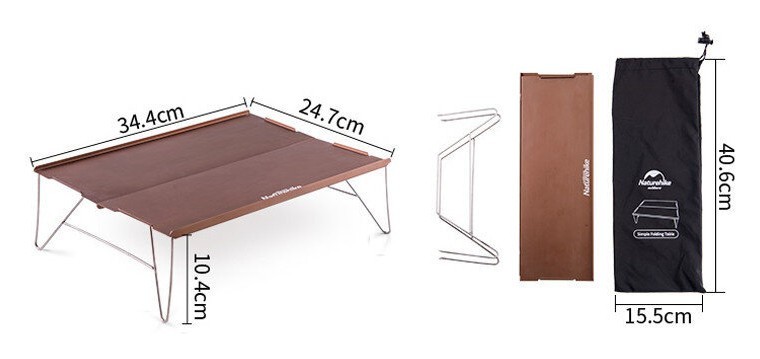 Стол раскладной алюминиевый для пикника Naturehike NH17Z001-L, 34х25 см, серый