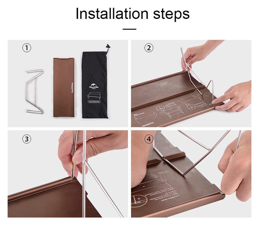 Стол раскладной алюминиевый для пикника Naturehike NH17Z001-L, 34х25 см, серый