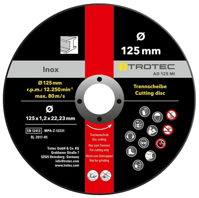 Круг відрізний по металу Trotec 125х22.23х1.2 (12 шт) (6225001111)