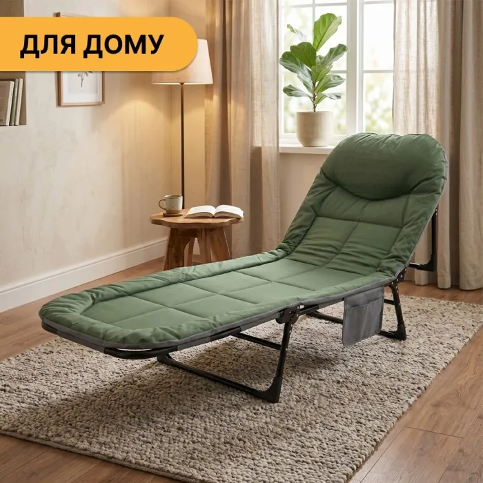 Розкладне ліжко (розкладачка) з вбудованим матрацом LEOBRO Green (LB-FB-M1-GRN)