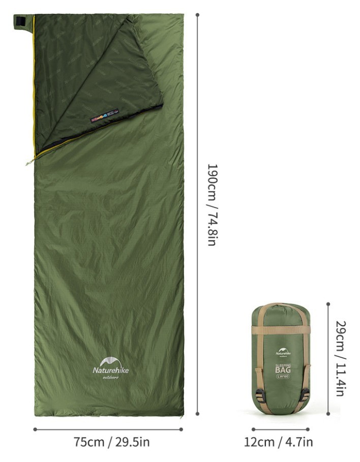 Спальный мешок Naturehike LW180 Mini NH21MSD04, левый, темно-зеленый