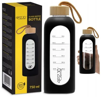 Бутылка для воды спортивная 4FIZJO 750 мл стеклянная Black (P-5905973404174)