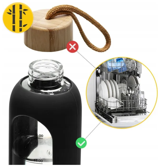 Бутылка для воды спортивная 4FIZJO 750 мл стеклянная Black (P-5905973404174)
