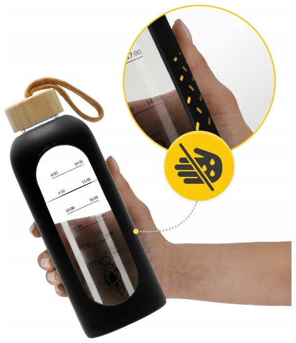 Бутылка для воды спортивная 4FIZJO 750 мл стеклянная Black (P-5905973404174)