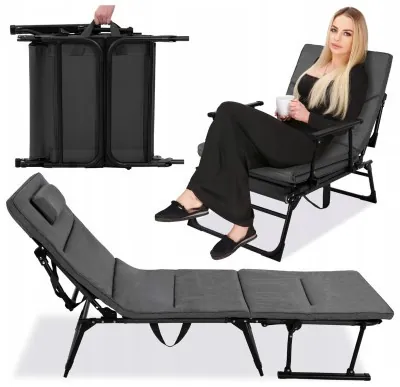Крісло-розкладачка садове Springos складне GC0067 Grey/Black