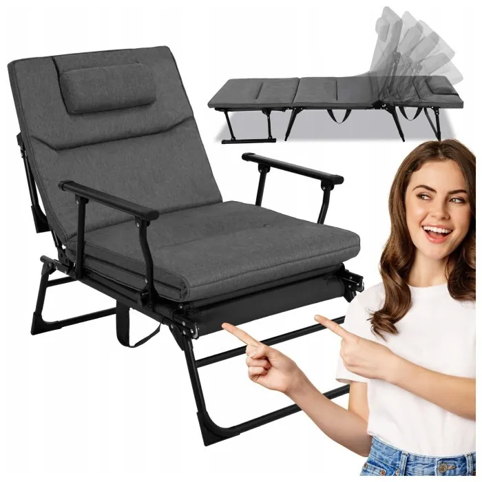 Крісло-розкладачка садове Springos складне GC0067 Grey/Black