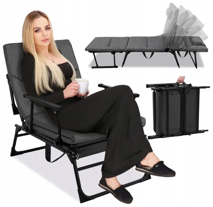 Крісло-розкладачка садове Springos складне GC0067 Grey/Black