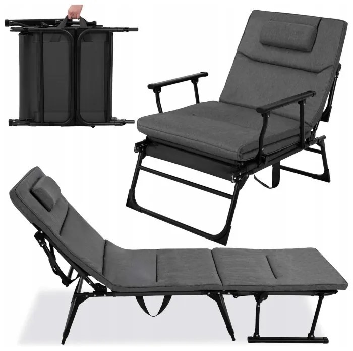 Крісло-розкладачка садове Springos складне GC0067 Grey/Black