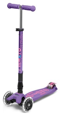 Самокат MICRO серии "Maxi Deluxe Foldable LED" &ndash; фиолетовый (сложный, до 50 kg, трехколесный, свет)