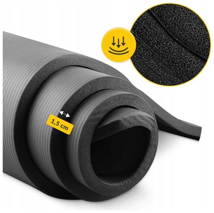 Коврик (мат) спортивный 4FIZJO NBR 180 x 60 x 1.5 см для йоги и фитнеса Black (P-5907222931592)