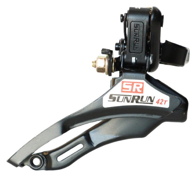 Переключатель перед. нижний хомут в/тяга max-42T под трубу 31,8мм серебристый SUNRUN FD-QD-35A