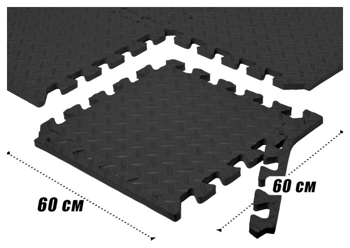 Татамі мат EasyFit SwallowTail-2 4 шт (60х60х2 см) пазл ластівчин хвіст з бортиком
