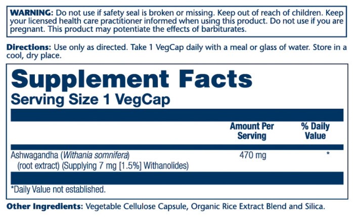 Ashwaganda Root Extract 470mg - 60vcaps