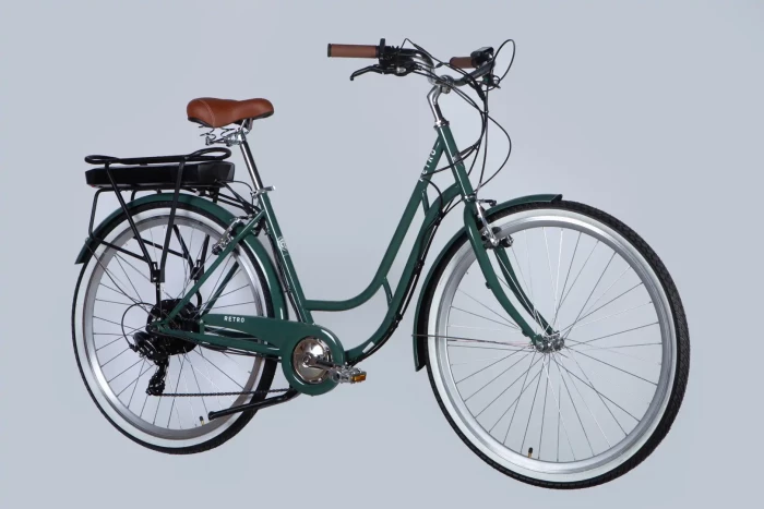 Велосипед з електроприводом 28" ST Dorozhnik eRETRO Vbr FR рама-19" 36B 13А*г 500Вт зелено-сірий 2026