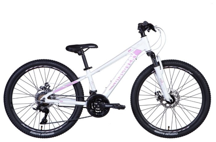 Велосипед AL 24" Discovery QUBE AM DD рама- " 2024 (бело-розовый (м))