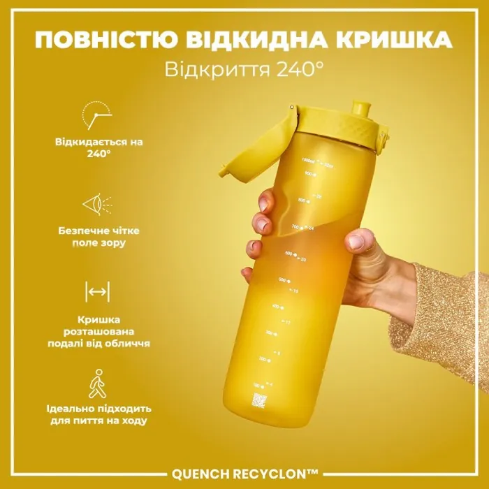 Картофель для воды ION8 1000 мл. (ЭКО бутылка) BPA Free, Yellow