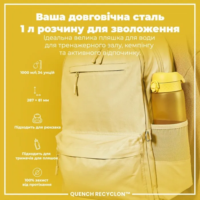 Картофель для воды ION8 1000 мл. (ЭКО бутылка) BPA Free, Yellow