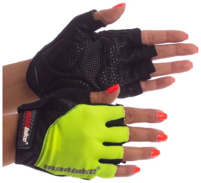 Рукавички велосипедні з відкритими пальцями MADBIKE SK-06, салатові