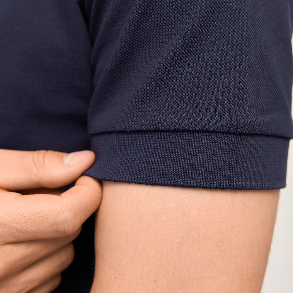 Темно-синє наві чоловіче класичне поло на ґудзиках Pobedov. Футболка поло Pobedov Royal Batal синя