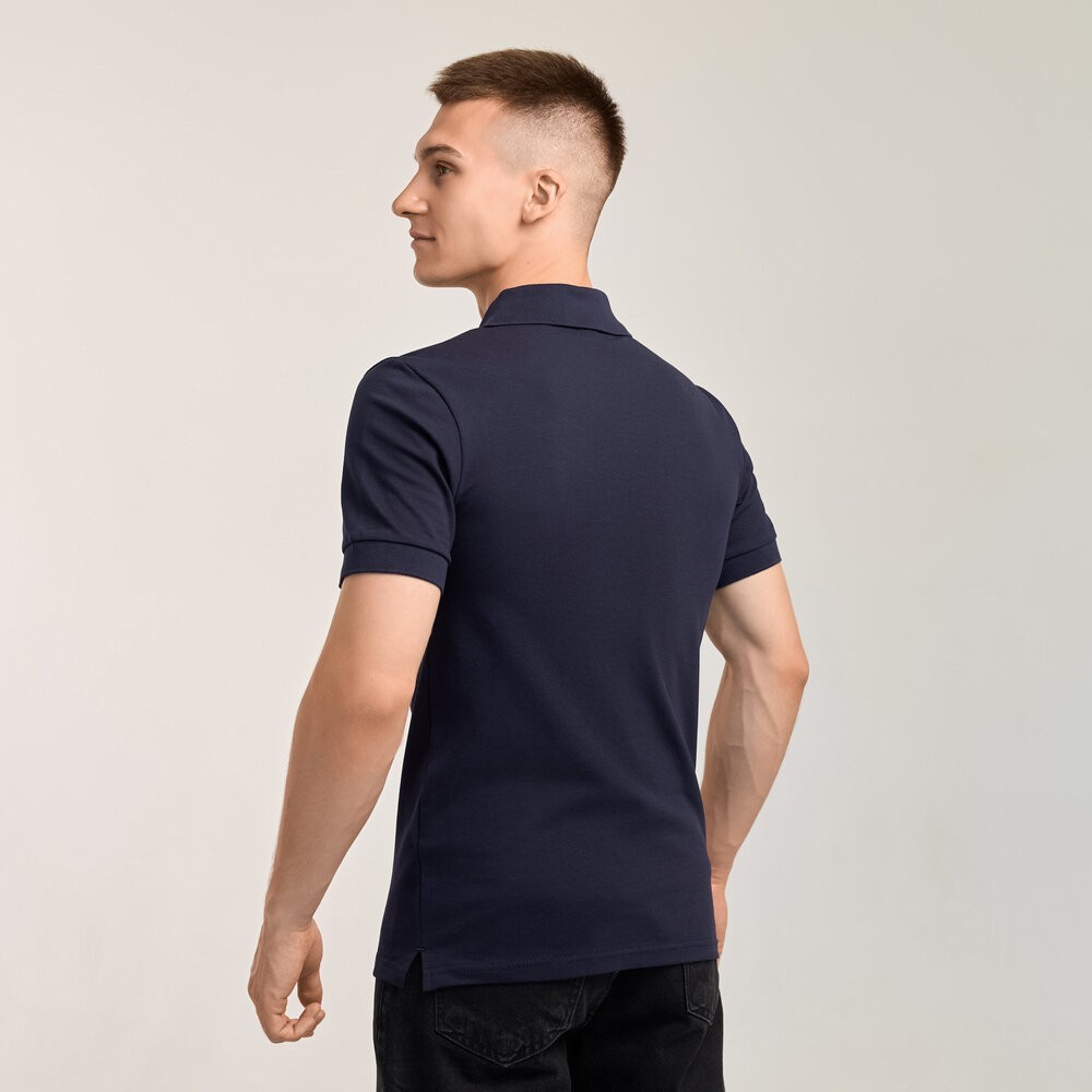 Темно-синє наві чоловіче класичне поло на ґудзиках Pobedov. Футболка поло Pobedov Royal Batal синя, укр, укр