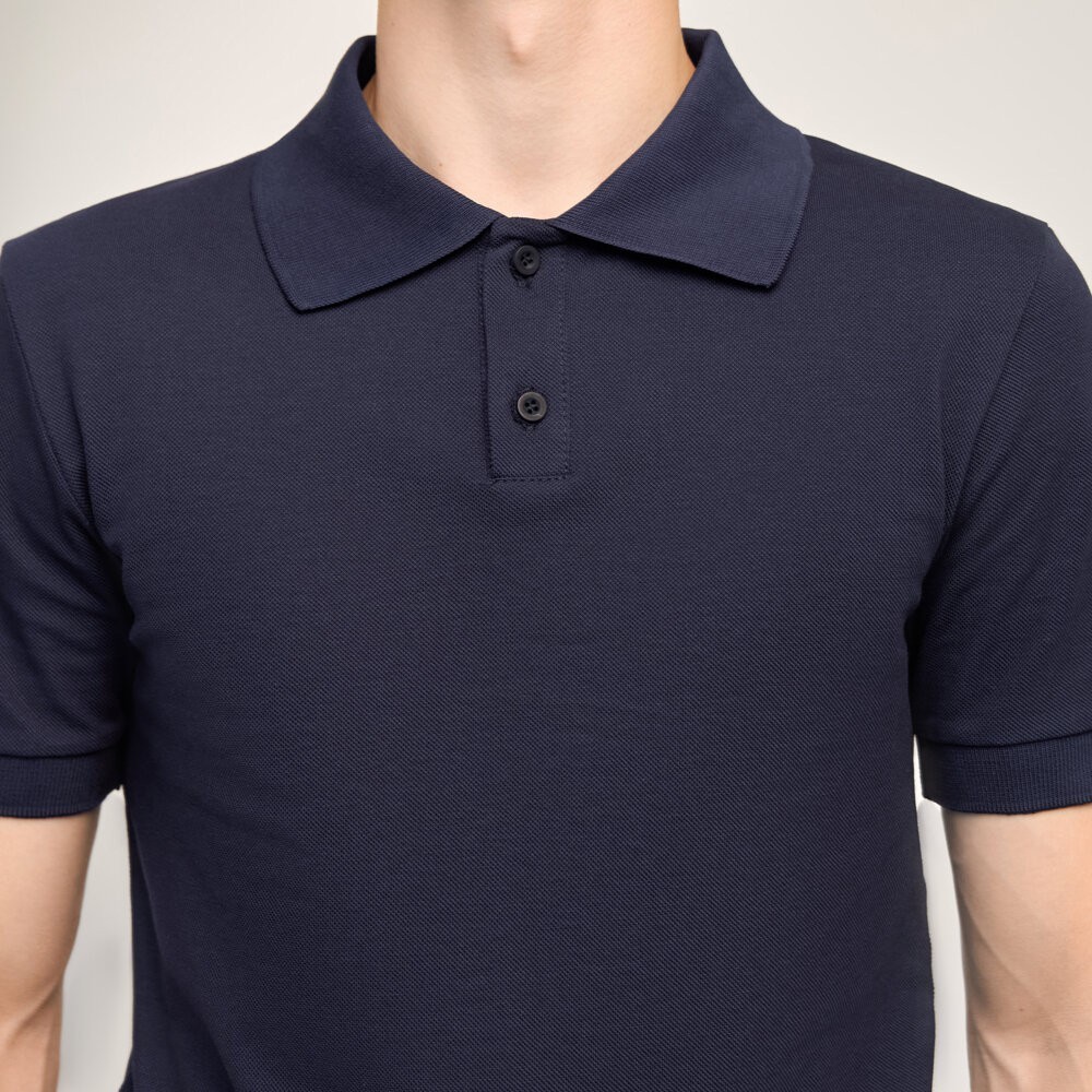 Темно-синє наві чоловіче класичне поло на ґудзиках Pobedov. Футболка поло Pobedov Royal Batal синя, укр, укр