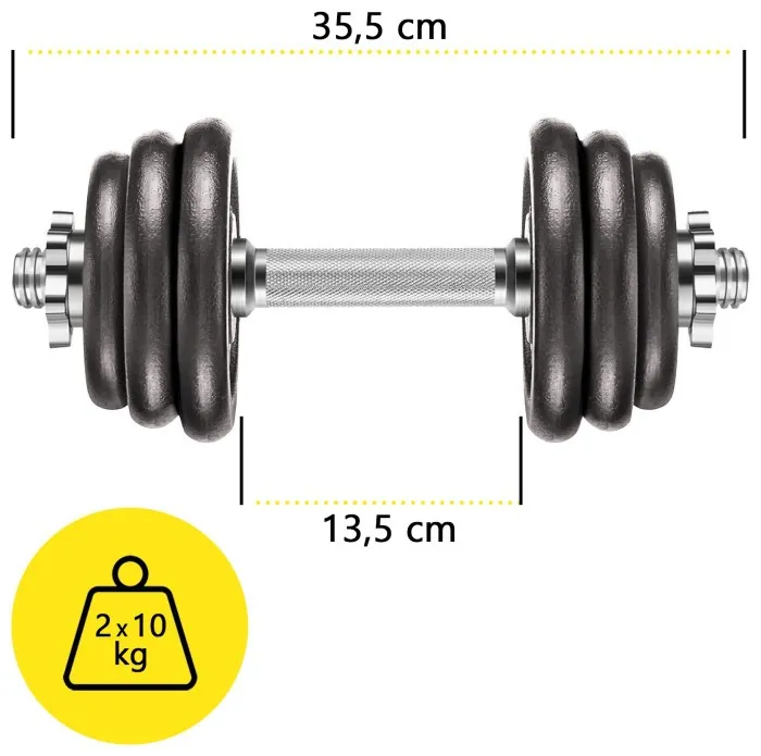 Гантели металлические Cornix 2 x 10 кг наборные, в кейсе XR-0441 Black