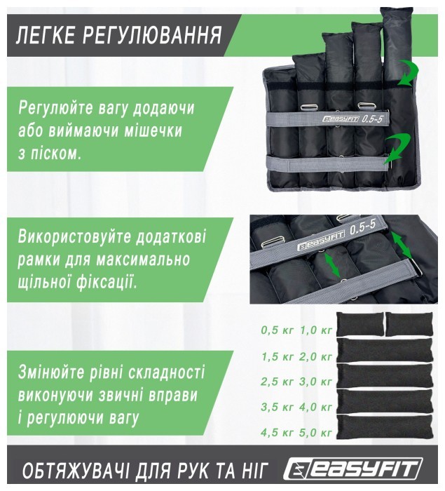 Утяжелители для ног и рук EasyFit наборные жилет 0,5-5 кг (пара)