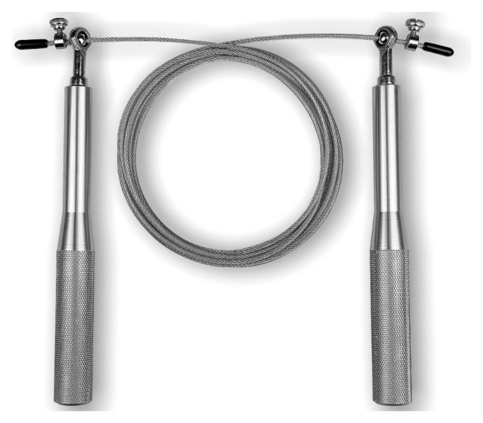 Швидкісна скакалка EasyFit Aluminium зі сталевим тросом та алюмінієвими ручками сіра, укр, укр