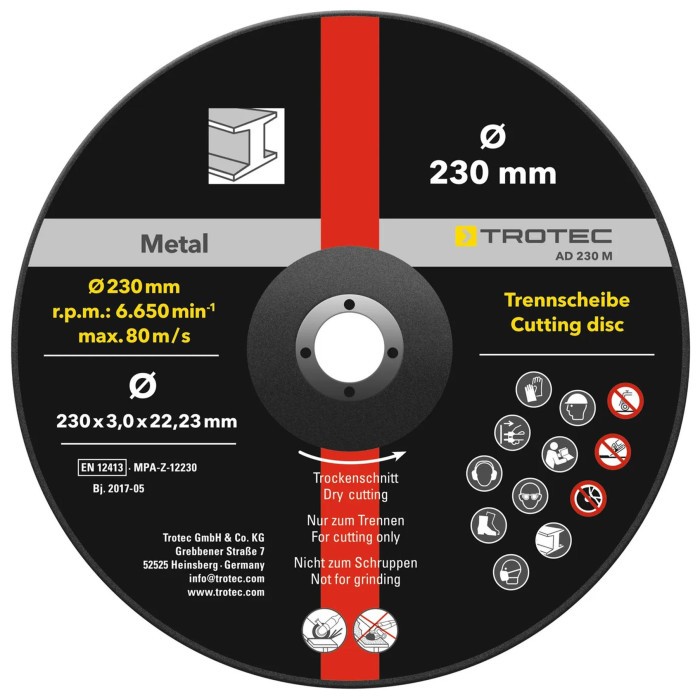 Круг відрізний по металу Trotec 230х22.23х3.2 (5 шт) (6225001211)