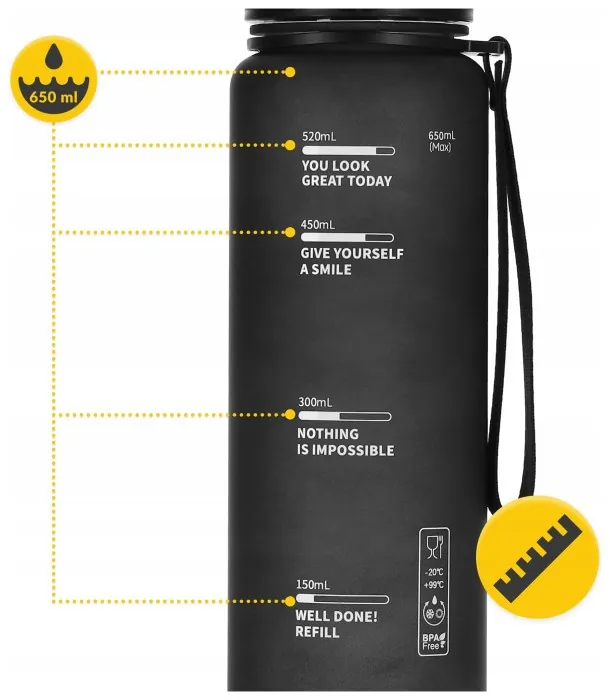 Бутылка для воды спортивная 4FIZJO 650 мл Black (P-5905973403733)