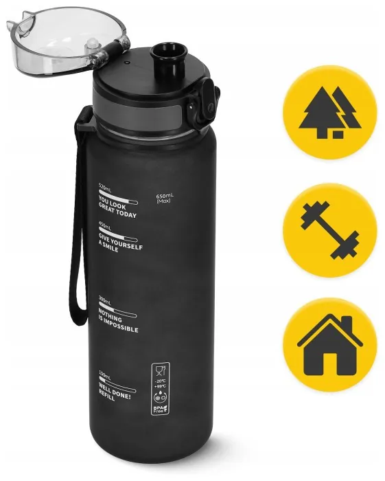 Бутылка для воды спортивная 4FIZJO 650 мл Black (P-5905973403733)