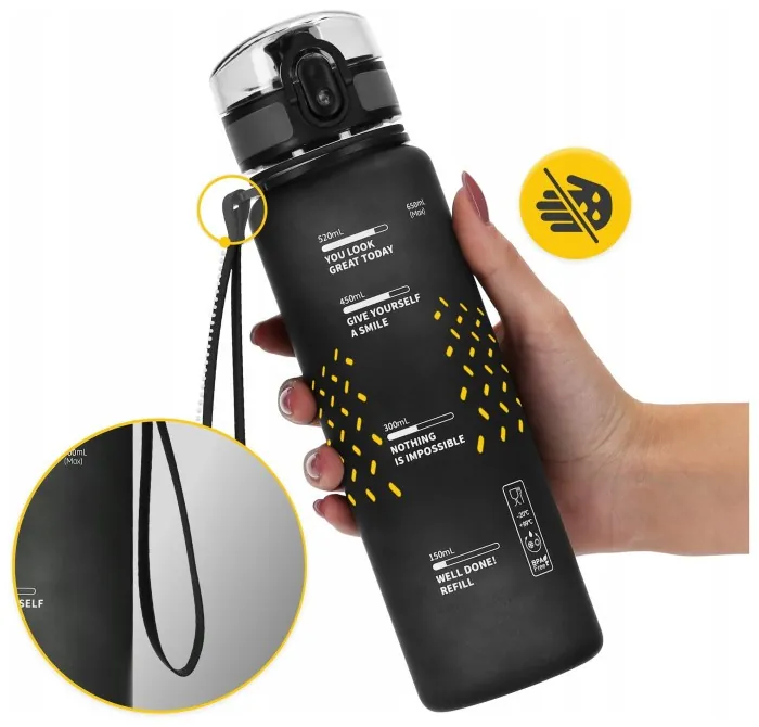 Бутылка для воды спортивная 4FIZJO 650 мл Black (P-5905973403733)