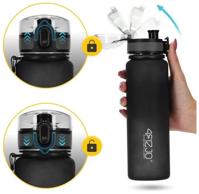 Бутылка для воды спортивная 4FIZJO 650 мл Black (P-5905973403733)