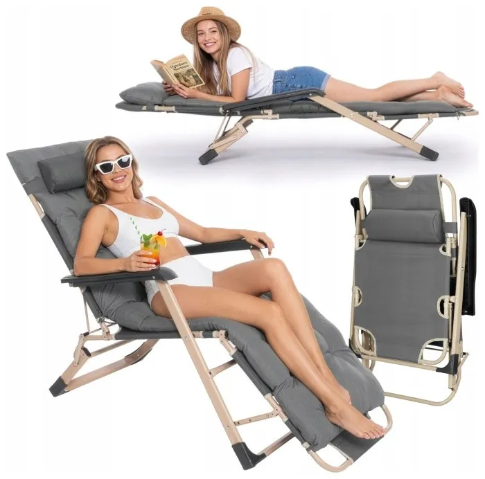 Шезлонг (крісло-лежак) Springos Zero Gravity для пляжу, тераси та саду GC0066 Grey