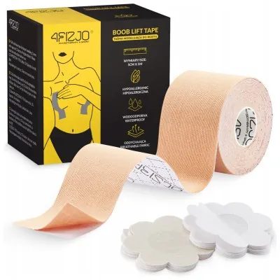 Лента-тейп для моделирования бюста 4FIZJO 5 см x 5 м + 10 хлопковых накладок Beige (P-5905973401494)