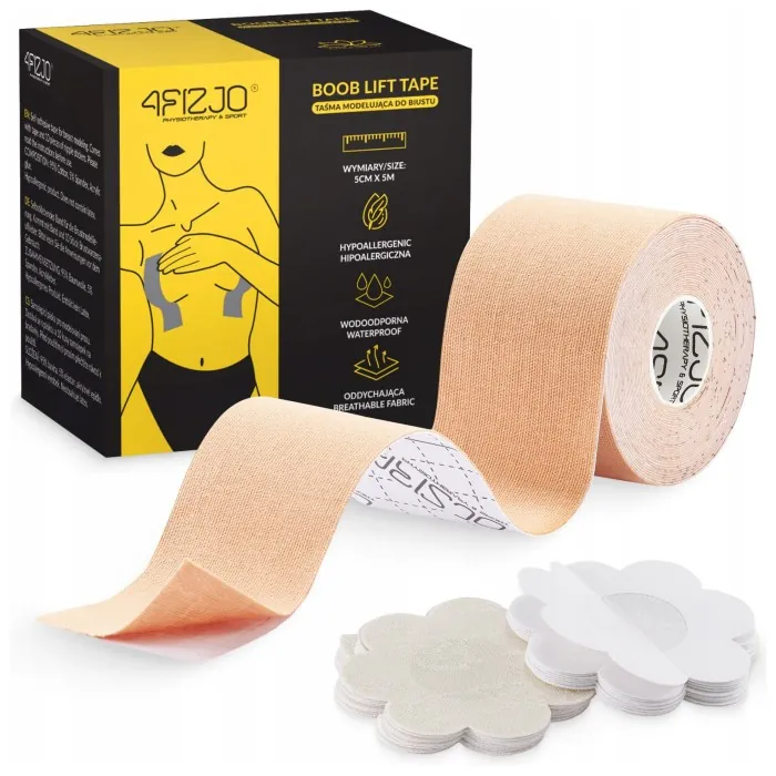 Лента-тейп для моделирования бюста 4FIZJO 5 см x 5 м + 10 хлопковых накладок Beige (P-5905973401494)