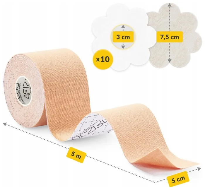 Лента-тейп для моделирования бюста 4FIZJO 5 см x 5 м + 10 хлопковых накладок Beige (P-5905973401494)