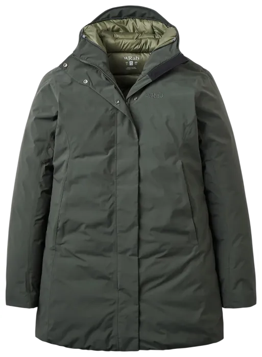 Городская женская теплая мембранная парка Rab Valiance Parka Wmns, Dark Army, 10