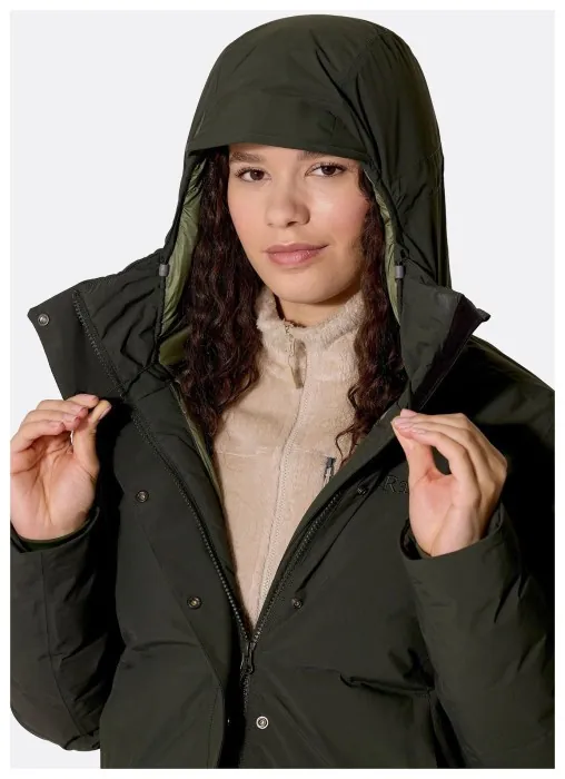 Городская женская теплая мембранная парка Rab Valiance Parka Wmns, Dark Army, 10