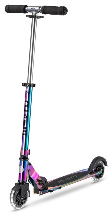 Самокат MICRO серии "Sprite LED" – НЕОХРОМ (до 100 кг (kg), двухколесный, свет)