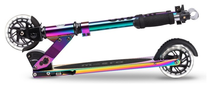 Самокат MICRO серии "Sprite LED" – НЕОХРОМ (до 100 кг (kg), двухколесный, свет)