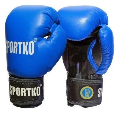 Перчатки боксерские кожаные SportKO PK1 размер 12 унций, синие