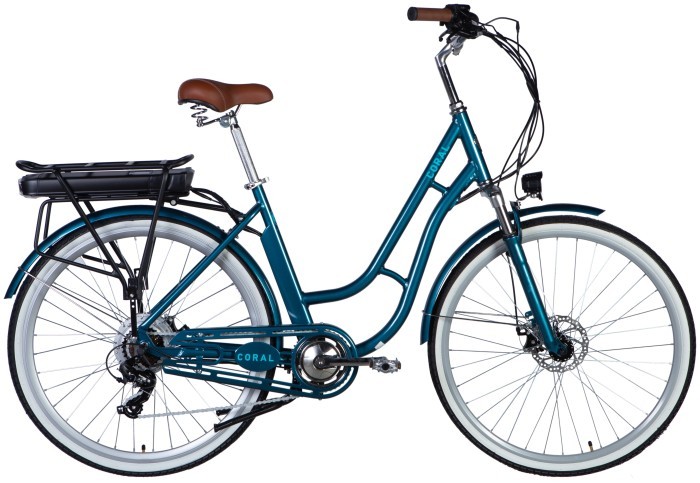 Велосипед з електроприводом 28" AL Dorozhnik eCORAL DD FR рама-19" 36B 12.5А*г 500Вт темно-бірюзовий YS 767 2025, укр, укр