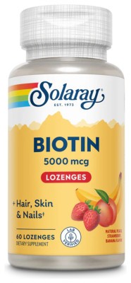 Biotin 5000mcg - 60 Lozenges Natural Peach, Strawberry, Банана
