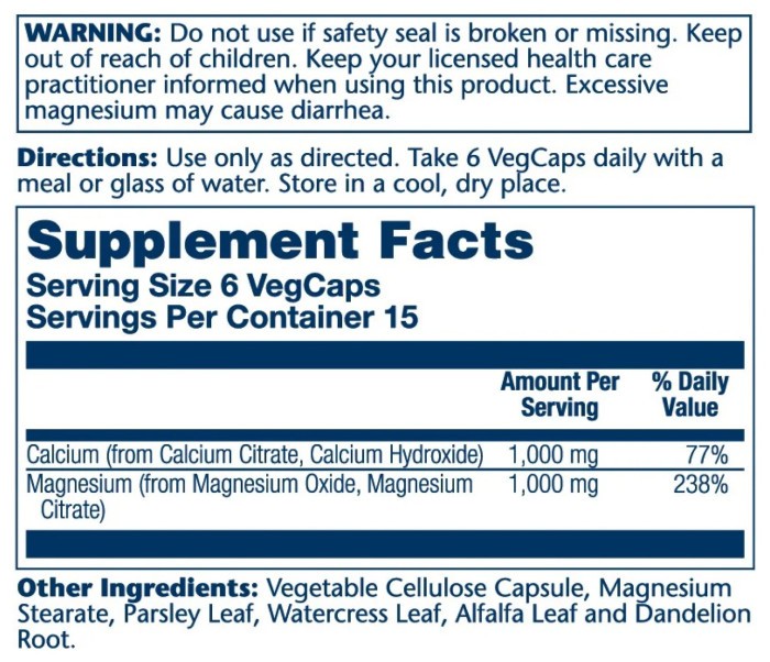 Calcium & Magnesium Citrate - 90 vcaps