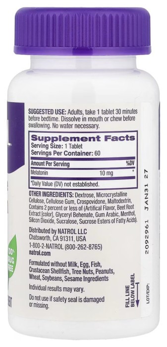 Fast Dissolve Melatonin 10mg - 60 tabs